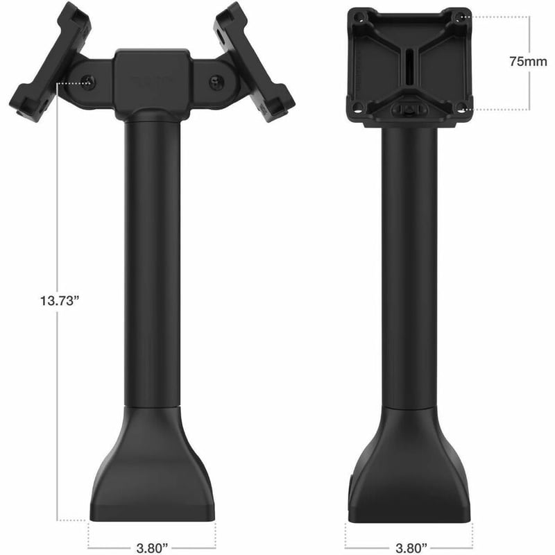 RAM PEDESTAL MOUNT WITH DUAL HEAD 75 X 75 VESA 14IN POLE WITH - Thumbnail 3
