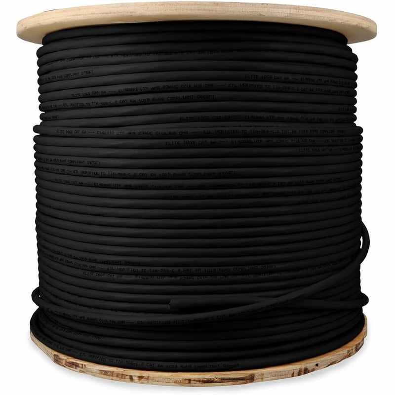 AddOn 1000ft Non-Terminated Black Cat6A FTP Outdoor Rated Copper Patch Cable - Thumbnail 2