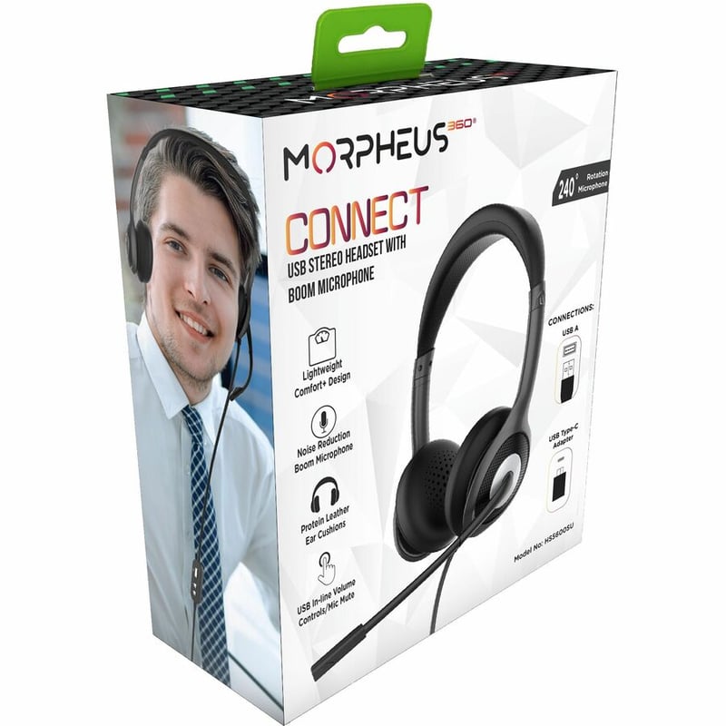 MORPHEUS 360 CONNECT USB STEREO HEADSET WITH BOOM MICROPHONE-NOISE REDUCTION MIC - Thumbnail 4