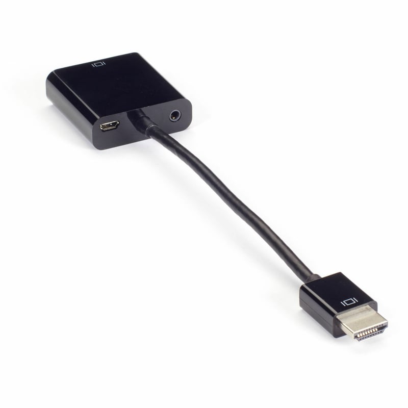 HDMI TO VGA ADAPTER CONVERTER WITH AUDIO, MALE/FEMALE DONGLE - Thumbnail 1