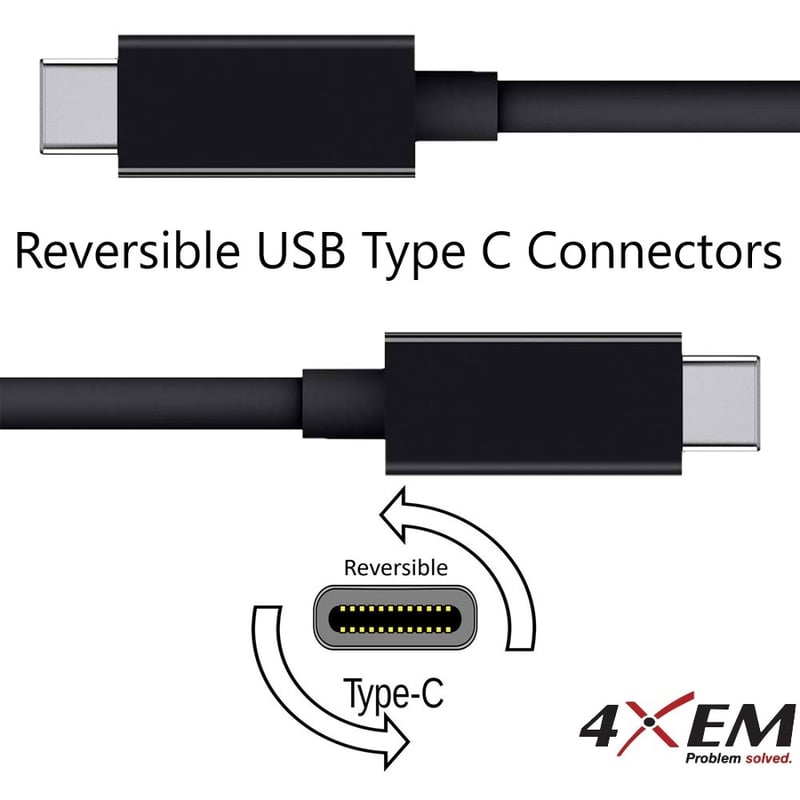 4XEM USB-C To USB-C Cable M/M USB 3.1 Gen 2 10GBPS 6FT Black - Thumbnail 3