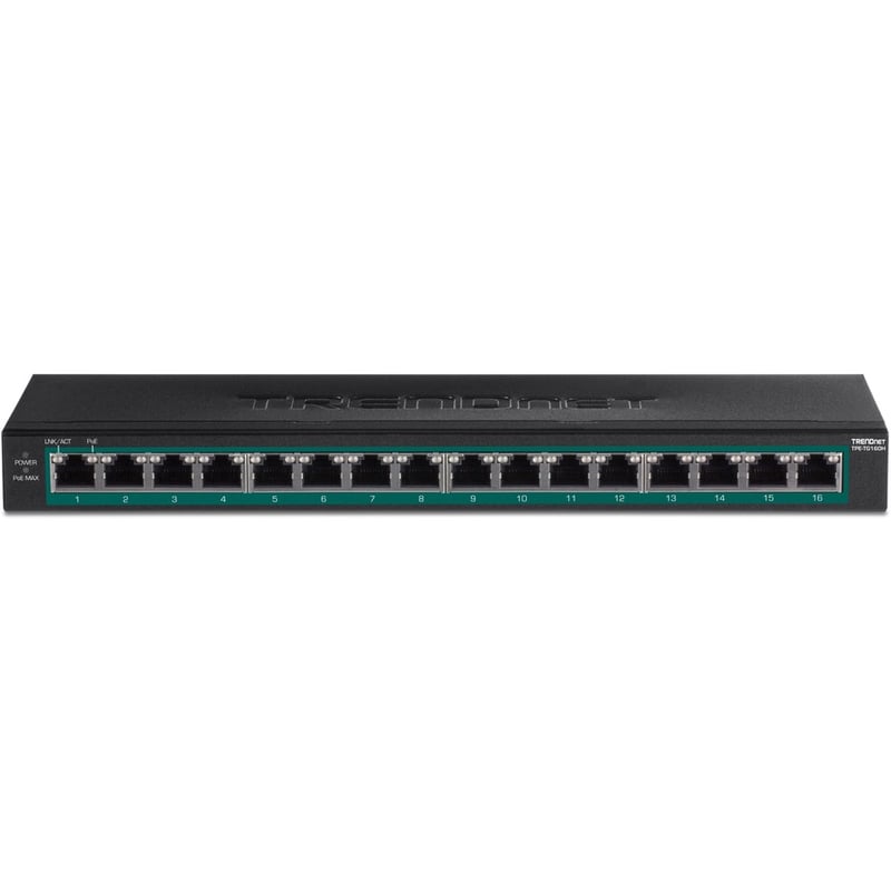 TRENDnet 16-Port Gigabit PoE+ Switch; TPE-TG160H; 123W PoE Power Budget; 32 Gbps Switching Capacity; Desktop Switch; Ethernet Network Switch; Metal; 1U 10" Rack Mountable; Lifetime Protection - Thumbnail 5