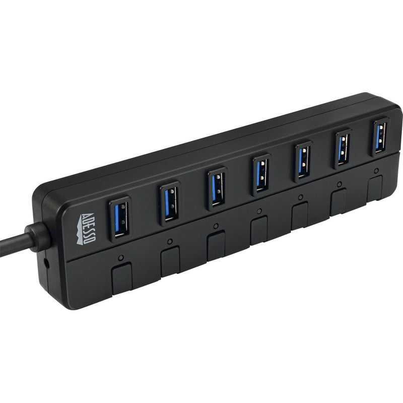 Adesso 7-ports USB 3.0 Hub with 5V2A Power Adaptor - Thumbnail 1