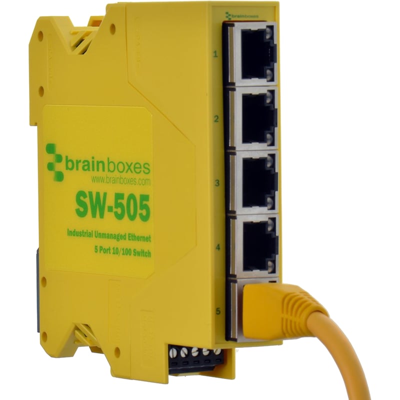Brainboxes Industrial Compact Ethernet 5 Port Switch DIN Rail Mountable - Thumbnail 3
