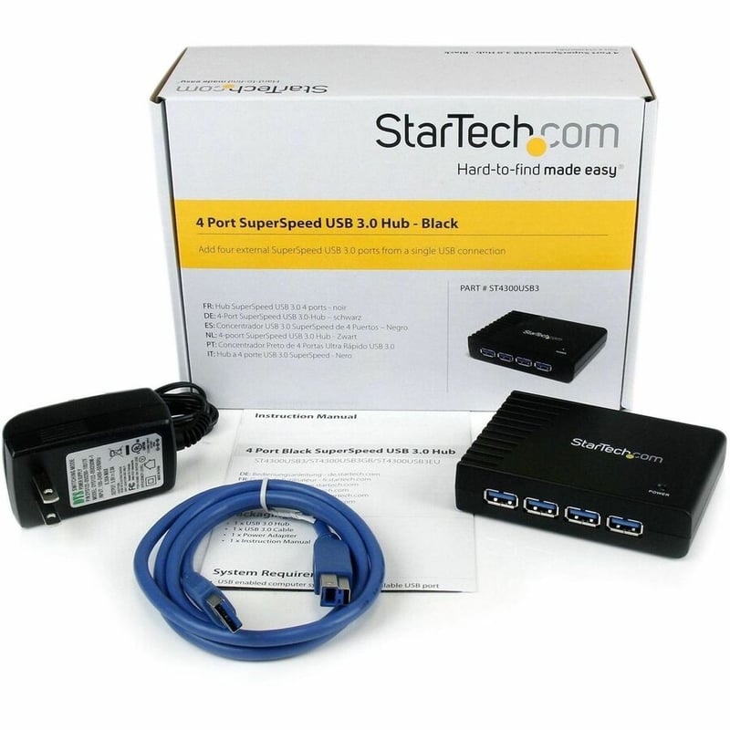 StarTech.com 4 Port Black SuperSpeed USB 3.0 Hub - 5Gbps - Thumbnail 3