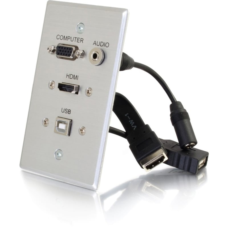 C2G HDMI, VGA, 3.5mm Audio and USB Pass Through Wall Plate - Single Gang - Thumbnail 1
