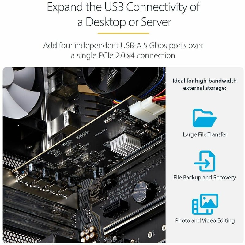 4-PORT USB-A PCIE CARD 5GBPS 4X USB CONTROLLERS PCI EXPRESS CARD - Thumbnail 2