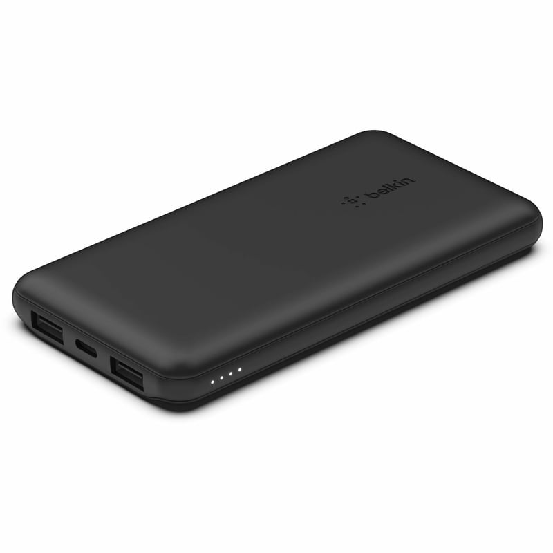 Belkin 15W USB-C 3-Port Power Bank - 10k mAh - 1xUSB-C (15W), 2xUSB-A (10W) - Portable Charger - w/ USB-C Cable - Black - Thumbnail 1
