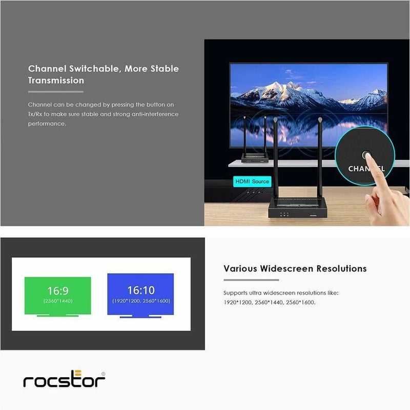 Rocstor TrueReach 4K@60Hz HDMI over Wireless Extender