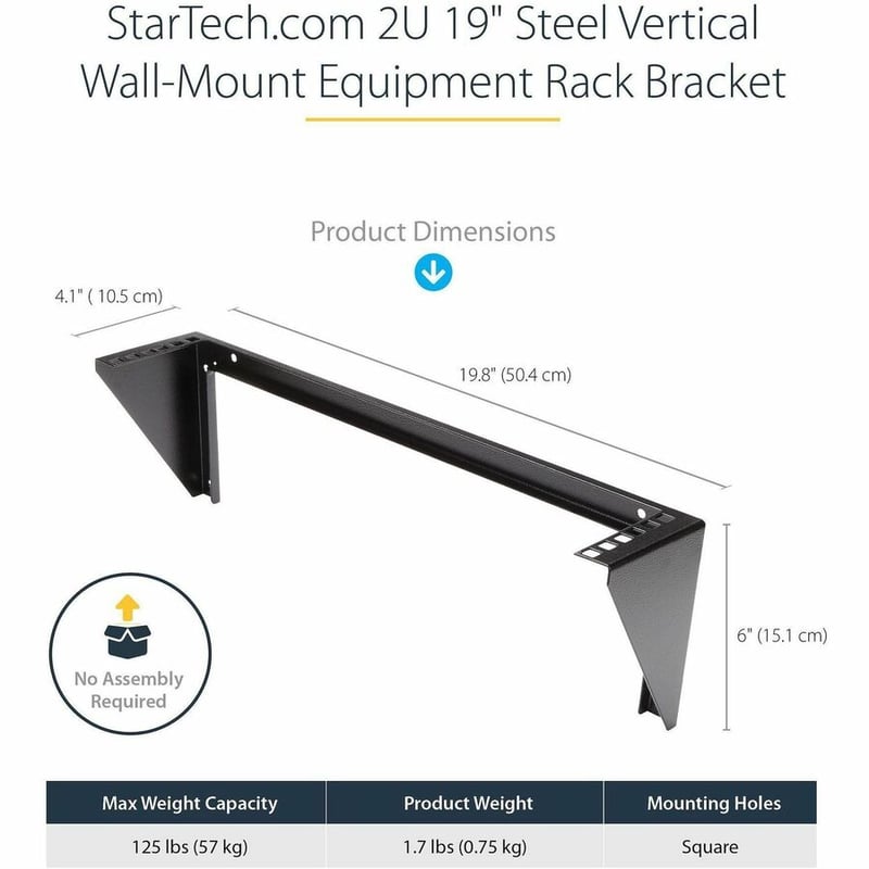 StarTech.com 2U 19in Steel Vertical Wall Mount Equipment Rack Bracket - Thumbnail 3