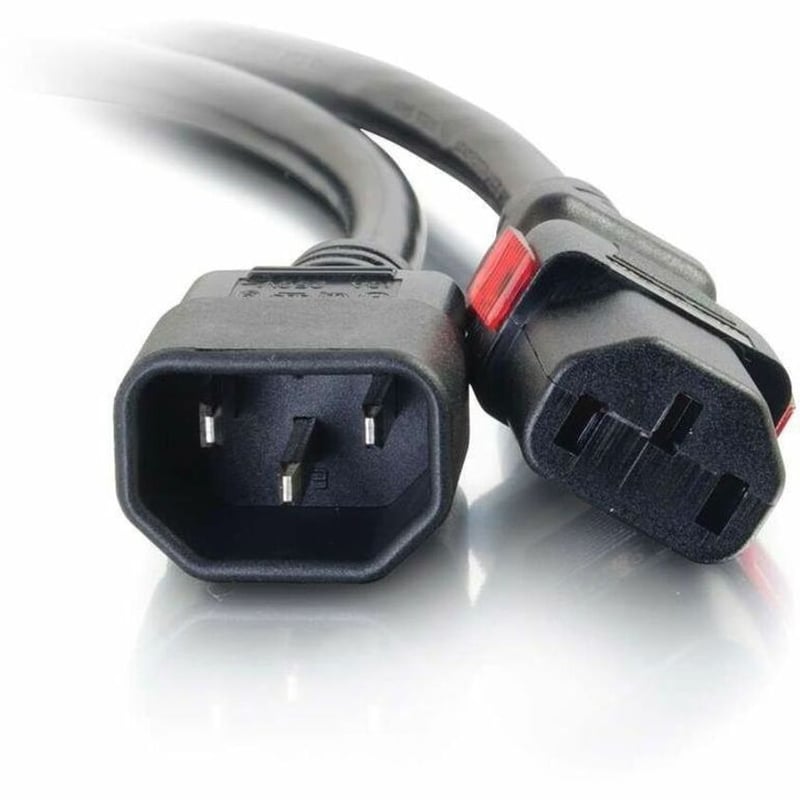 C2G 3ft Locking C14 to C13 10A 250V Power Cord Black - Thumbnail 2
