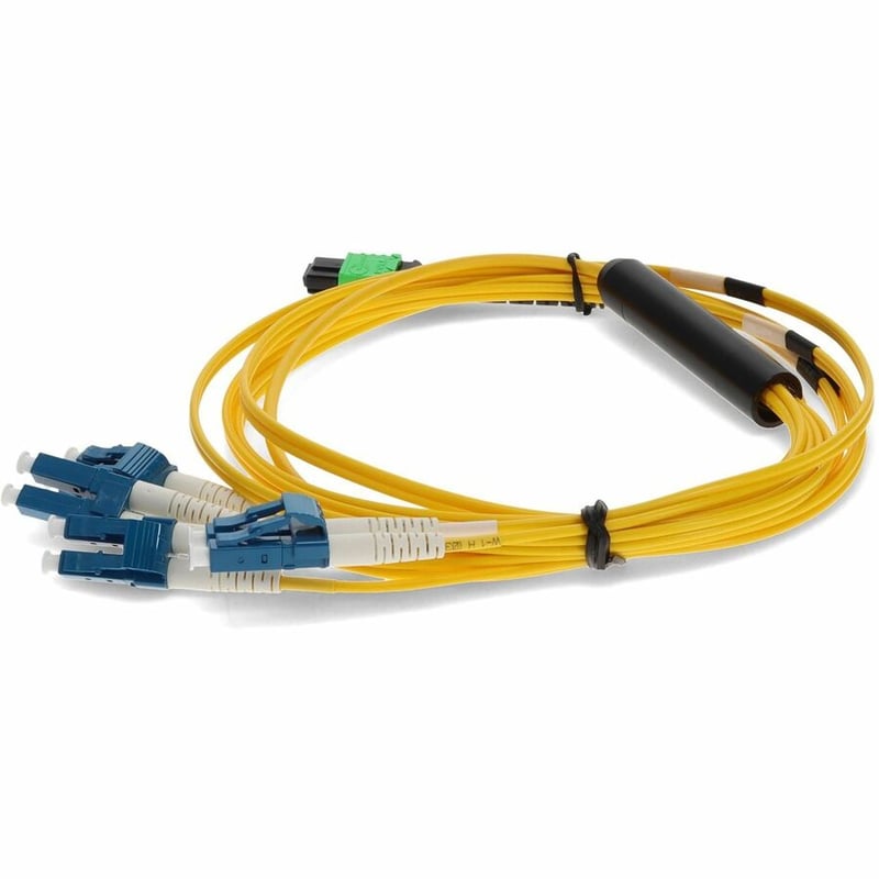 AddOn 5m MPO/APC to 4xLC Duplex (8xLC)/UPC Yellow OS2 OFNR (Riser-Rated) 8-Strand Fiber Fanout Cable - Thumbnail 2
