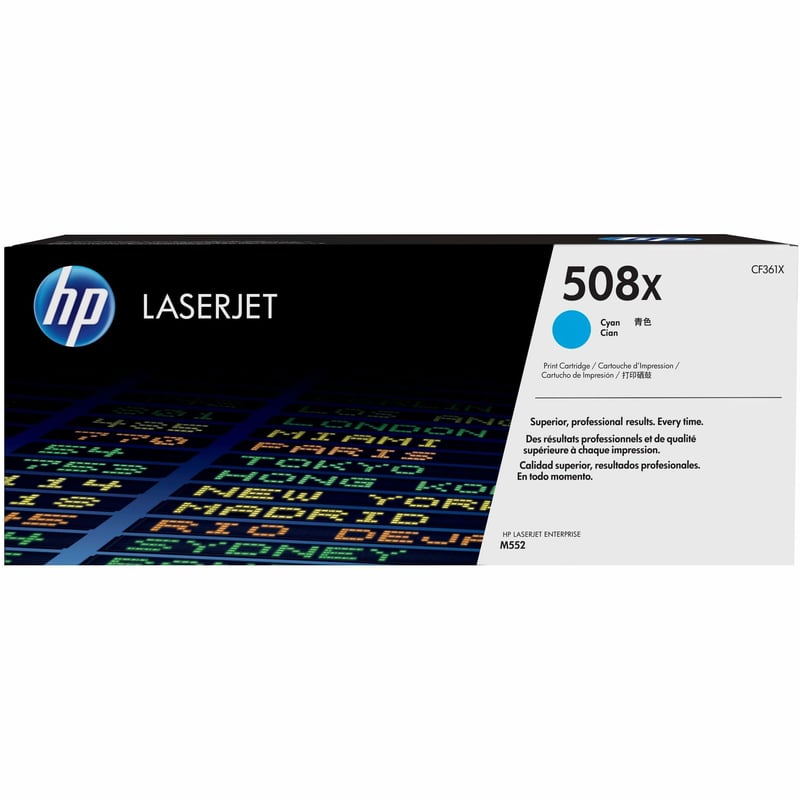 HP 508X (CF361X) Original High Yield Laser Toner Cartridge - Single Pack - Cyan - 1 Each - Thumbnail 1