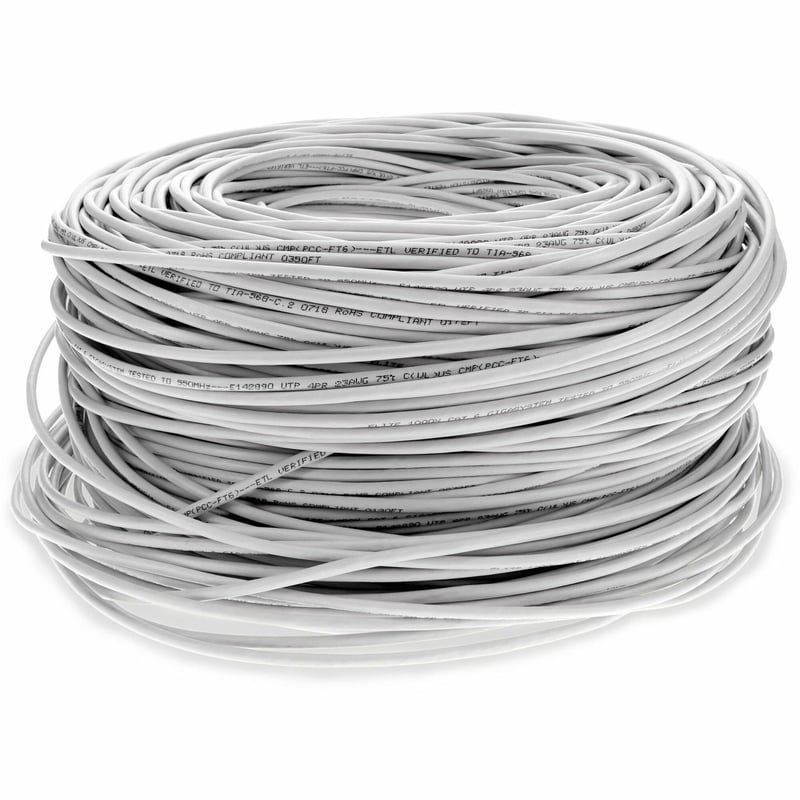 AddOn 1000ft Non-Terminated White CAT 6 Shielded PVC Bulk Cable - Thumbnail 1