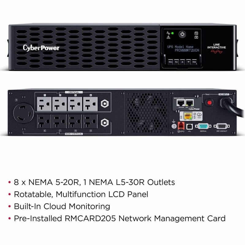 CyberPower Smart App Sinewave PR3000RT2UCN 3000VA Tower/Rack Convertible UPS - Thumbnail 2