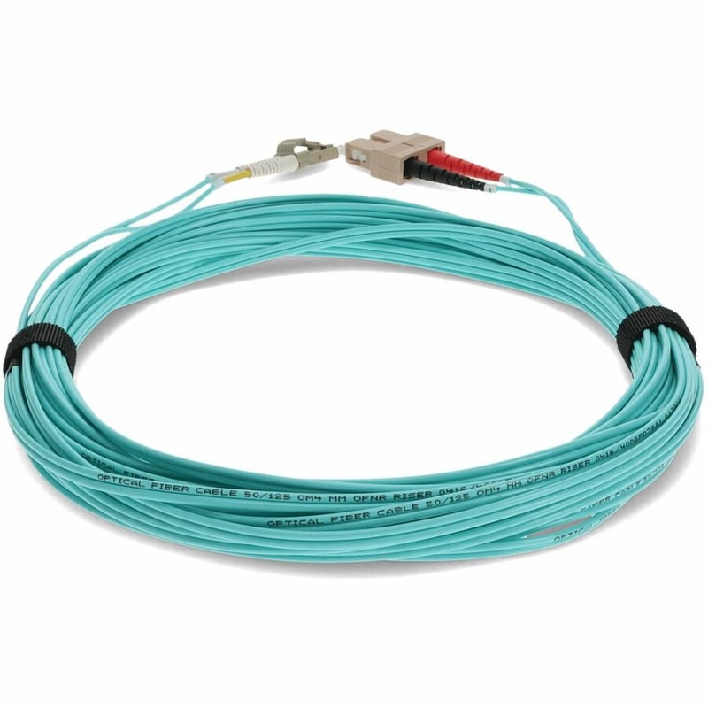 AddOn 0.3m SC to LC Aqua OM4 Duplex OFNR (Riser-Rated) Fiber Patch Cable - Thumbnail 4