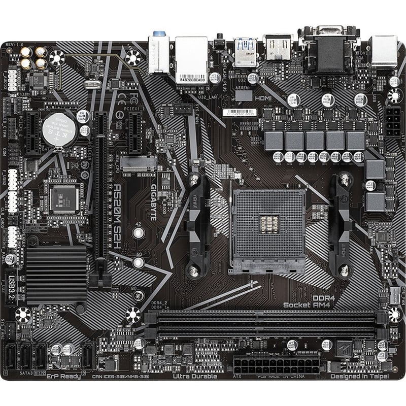 Gigabyte Ultra Durable A520M S2H Desktop Motherboard - AMD A520 Chipset - Socket AM4 - Micro ATX - Thumbnail 1