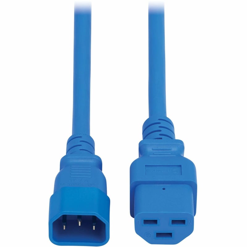 POWER CORD C14 C21 HEAVY-DUTY 15A 250V 14 AWG 2.5FT 0.6 M BLUE - Thumbnail 1