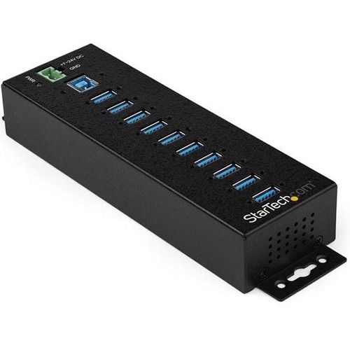 StarTech.com 10 Port USB Hub w/ Power Adapter - Metal Industrial USB 3.0 Data Hub - Din Rail, Wall & Desk Mount USB 3.2 Gen 1 5Gbps Hub - Thumbnail 1