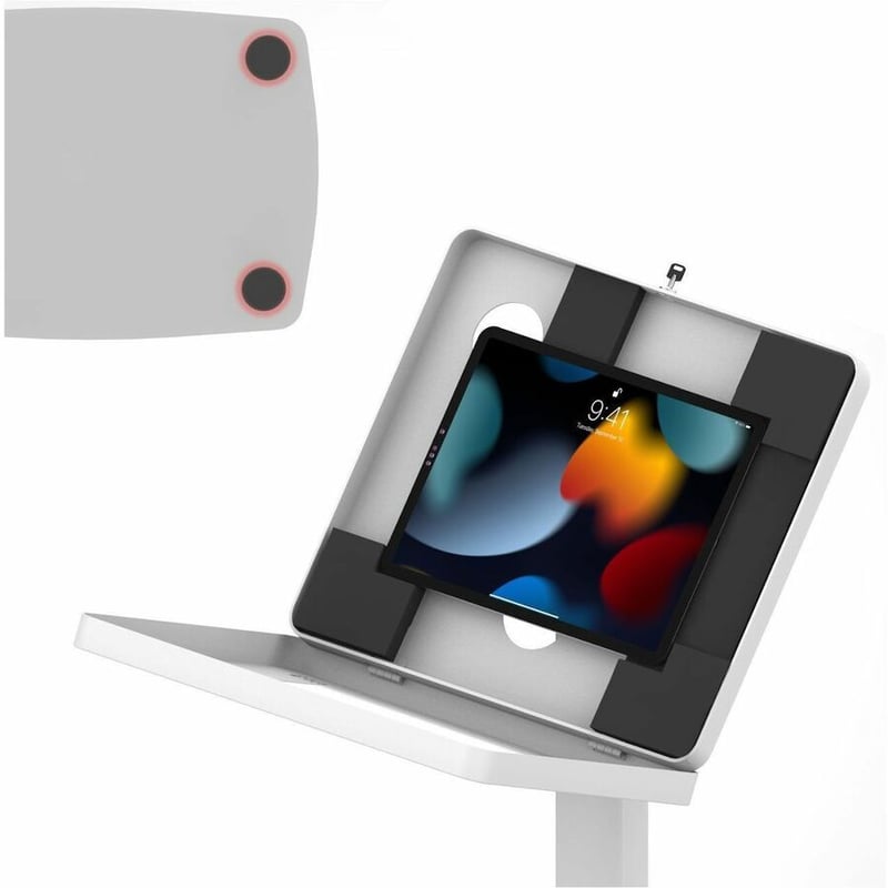 CTA Digital Premium Thin Profile Floor stand with Large Universal Security Enclosure (White) - Thumbnail 4
