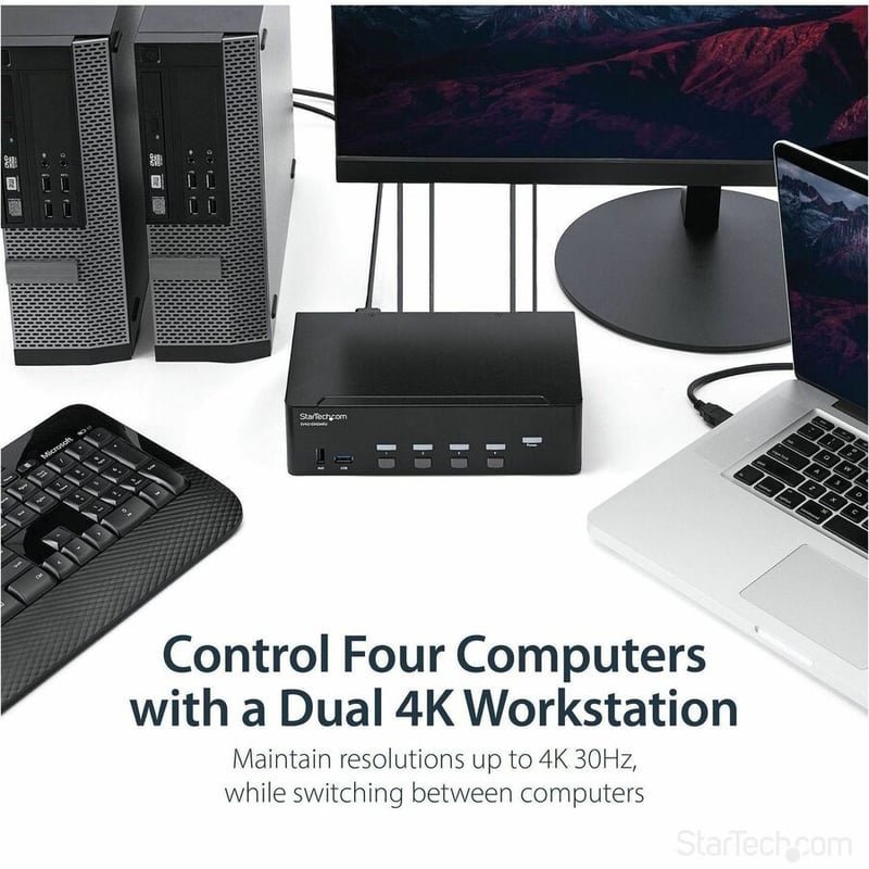 StarTech.com 4 Port HDMI KVM Switch - 4K 30Hz - Dual Display - Thumbnail 2