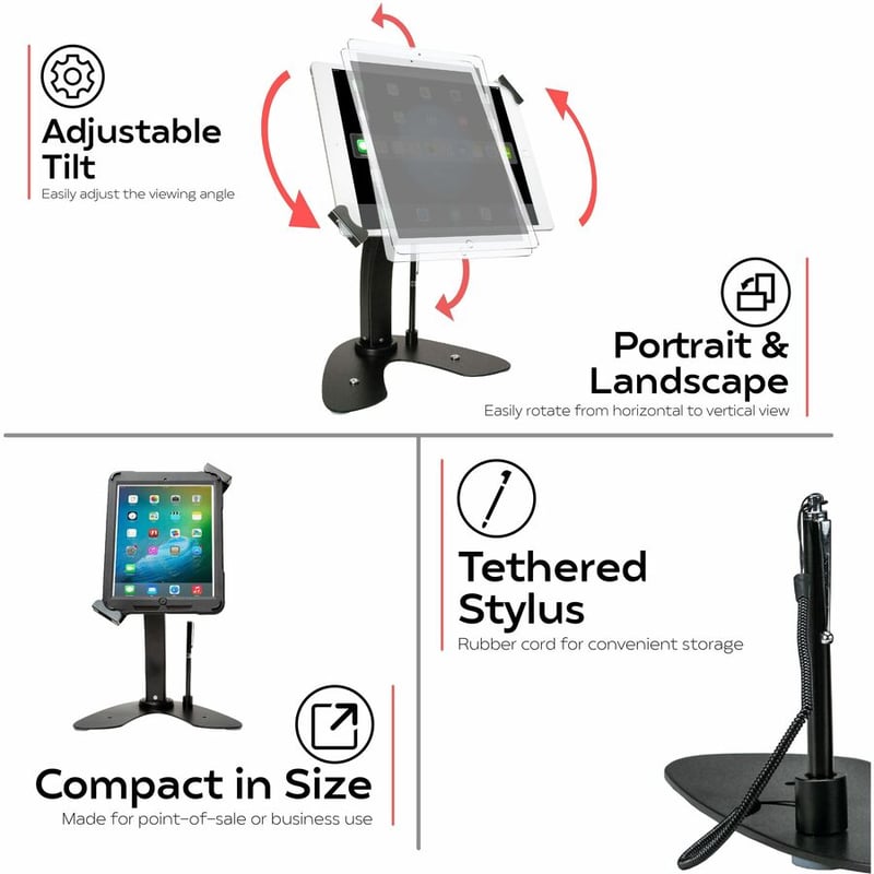 CTA Universal Dual Security Kiosk with Locking Holder and Anti-Theft Cable for 7-13 Inch Tablets (Black) - Thumbnail 3