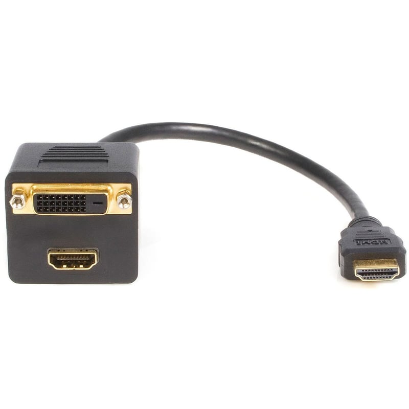 StarTech.com 1ft HDMI Splitter Cable, HDMI Male to DVI-D Female Adapter, Full HD 1920x1200p 60Hz, HDMI Male to DVI Female Splitter - Thumbnail 1
