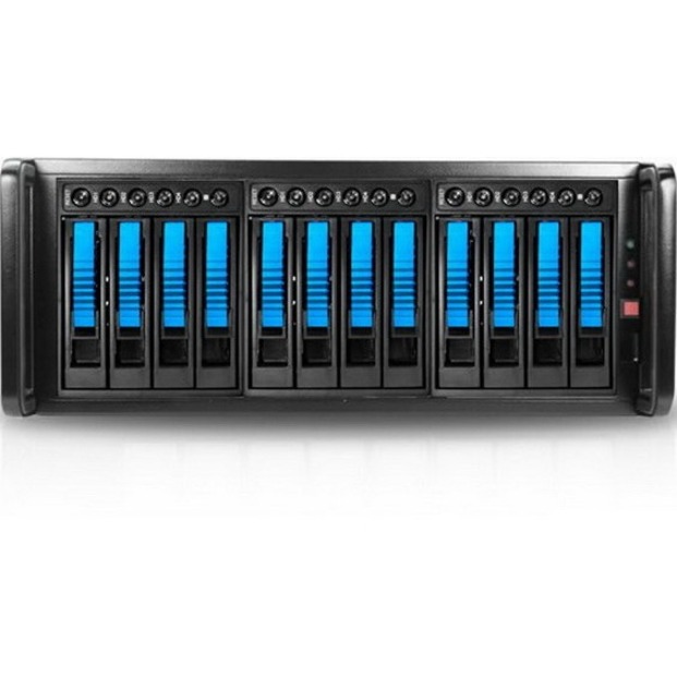 RAIDage JAGE412HDBL Drive Enclosure 12Gb/s SAS, SATA/600 - Mini-SAS HD Host Interface - 4U Rack-mountable - Black, Blue - Thumbnail 2