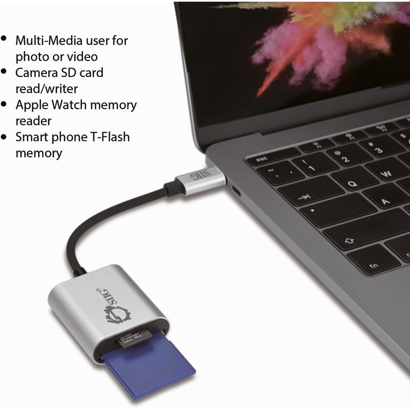 SIIG USB-C 2-in-1 Card Reader for SD & Micro SD - Silver - Thumbnail 3