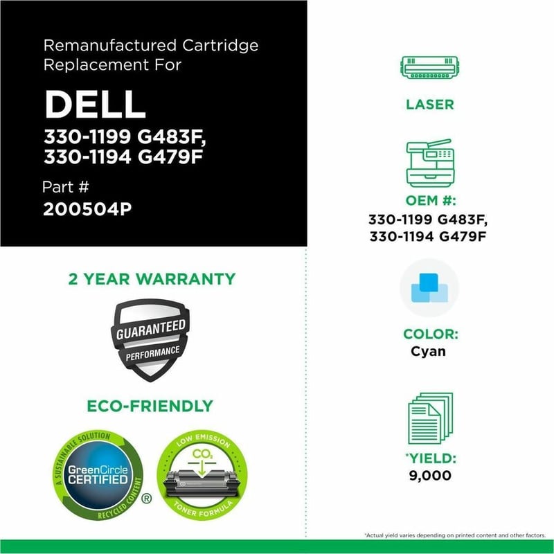 Clover Imaging Remanufactured High Yield Cyan Toner Cartridge for Dell 3130 - Thumbnail 3