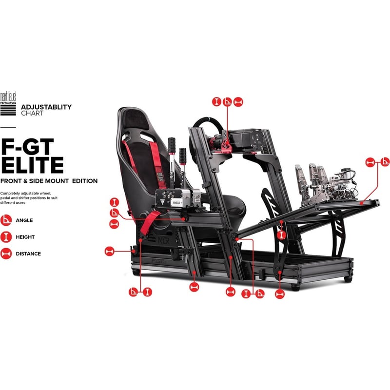 Next Level Racing F-GT Elite Formula & GT Aluminum Profile Simulator Cockpit - Front & Side Mount - Thumbnail 5