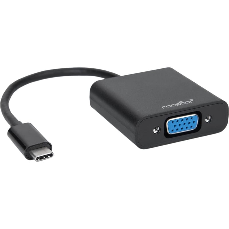 Rocstor Premium USB-C to VGA adapter Converter- 6" - USB Type-C to VGA Video Adapter - For use with Macbook, Macbook Pro, Chromebook, Notebook, Projectors, TV, Netbook - 1 Pack - 1 x HD-15 Female VGA - 1 x - Thumbnail 1