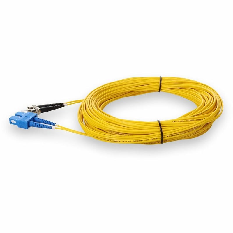AddOn 25m ST to SC Yellow OS2 Duplex OFNR (Riser-Rated) SMF Fiber Patch Cable - Thumbnail 2