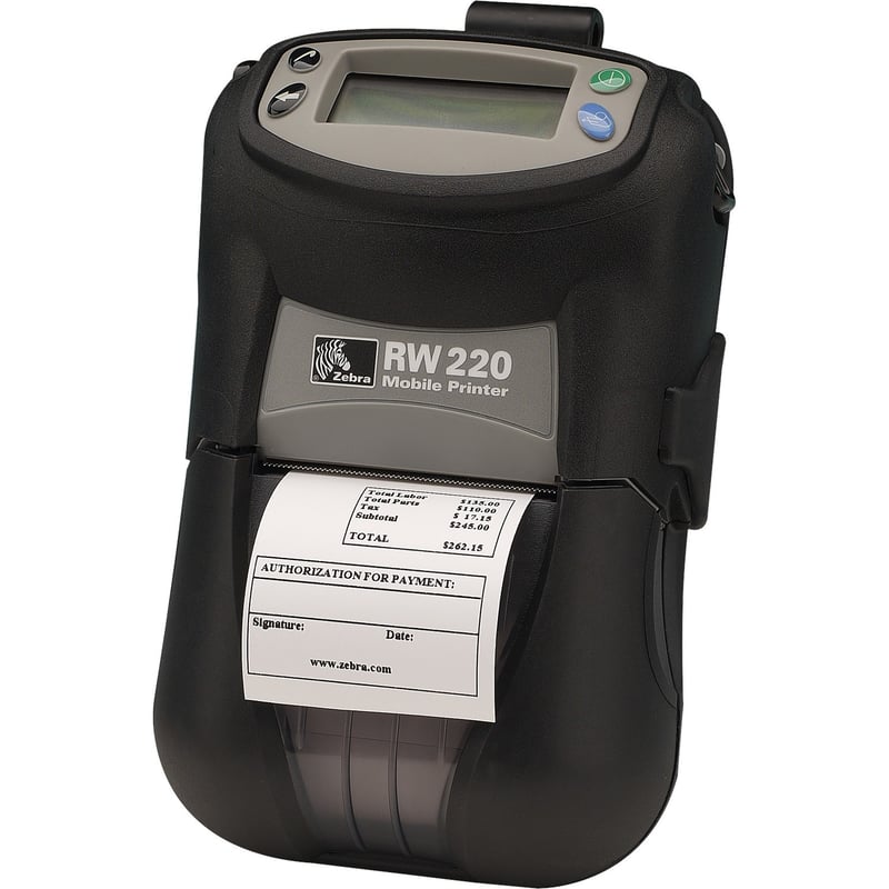 Zebra RW 220 Mobile Direct Thermal Printer - Monochrome - Portable - Receipt Print - USB - Serial - Bluetooth - Battery Included