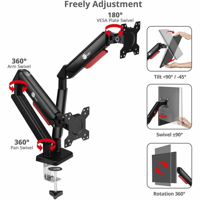DUAL MONITOR GAS SPRING ARM DESK MOUNT - 13IN TO 32IN - Thumbnail 5
