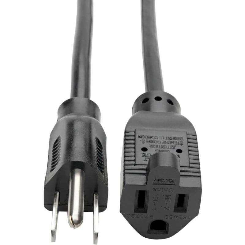 Eaton Tripp Lite Series Power Extension Cord, NEMA 5-15P to NEMA 5-15R - 10A, 120V, 18 AWG, 25 ft. (7.62 m), Black - Thumbnail 1