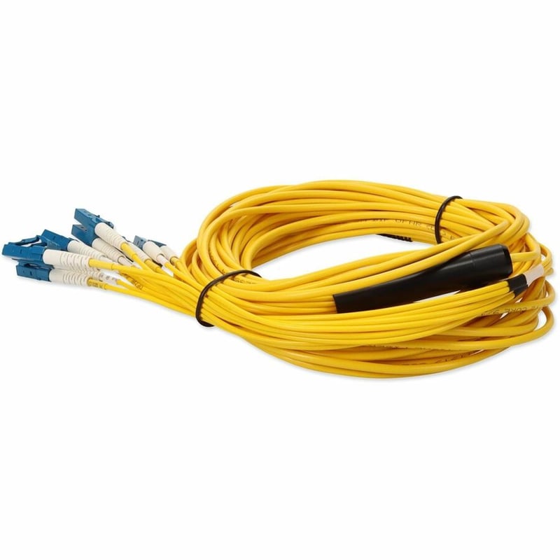 AddOn 3m MPO/APC to 6xLC/UPC Duplex Yellow OS2 OFNR (Riser-Rated) 12-Strand SMF Fiber Fanout Cable - Thumbnail 3