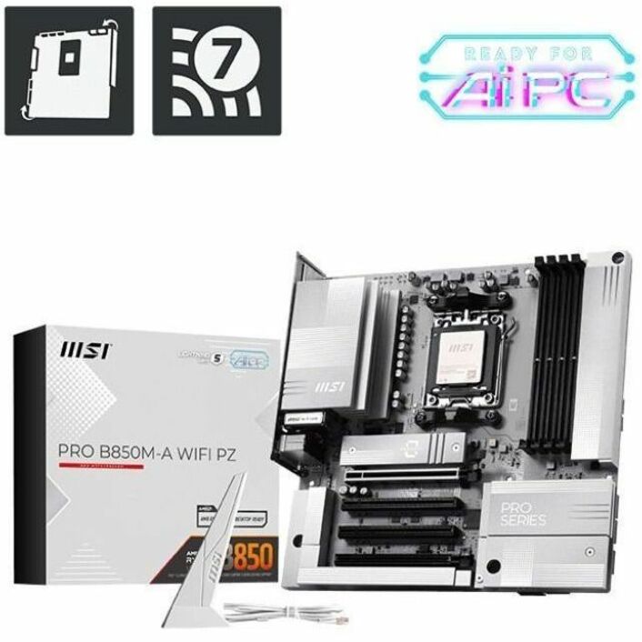 PRO B850M-A WIFI PZ MOTHERBOARD AMD MATX AM5 DDR5 256GB - Thumbnail 2