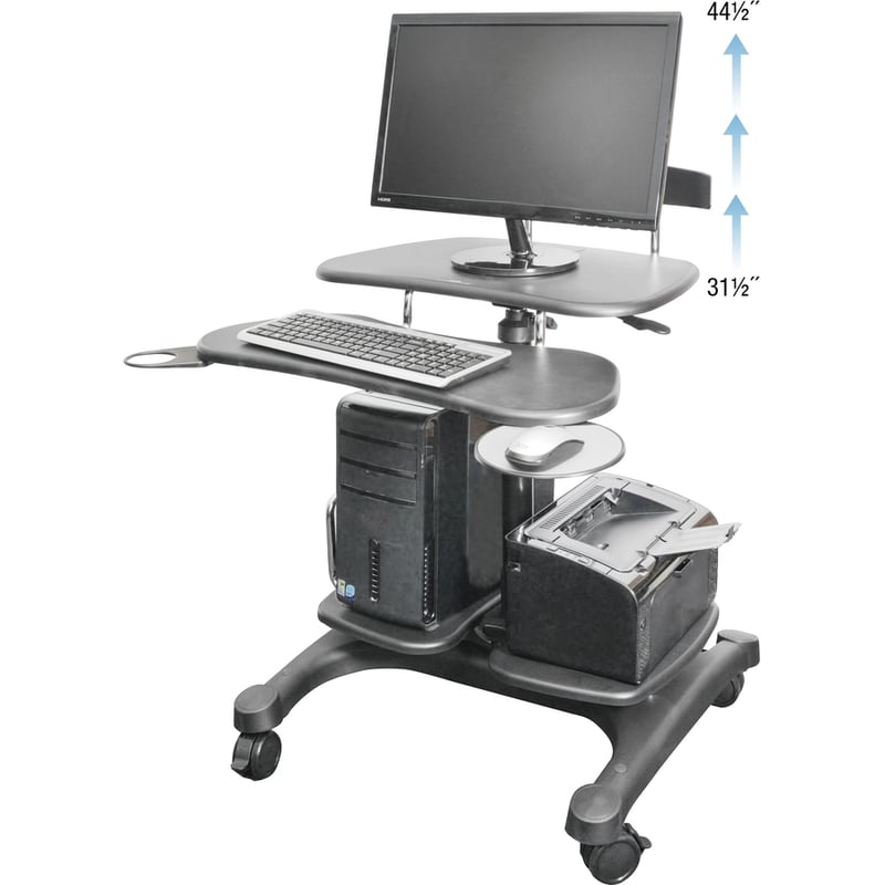 Kantek Mobile Height Adjustable Computer Workstation w/ LCD Mount - Thumbnail 3