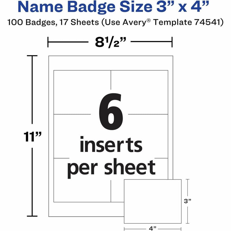 Avery® Name Badges with Clips, 3" x 4" , 100 Badges (74541) - Thumbnail 4