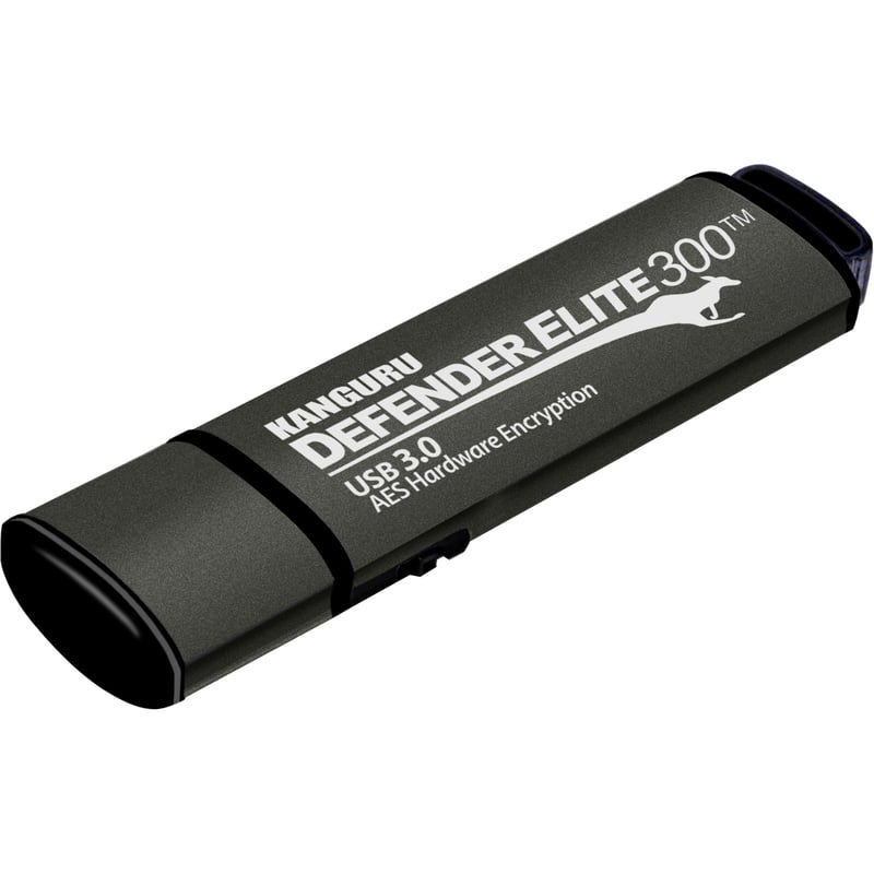 Kanguru Defender Elite300 FIPS 140-2 Certified, AES XTS 256-Bit Hardware Encrypted USB 3 Secure Flash Drive with Physical Write Protect Switch, 128G - Thumbnail 1