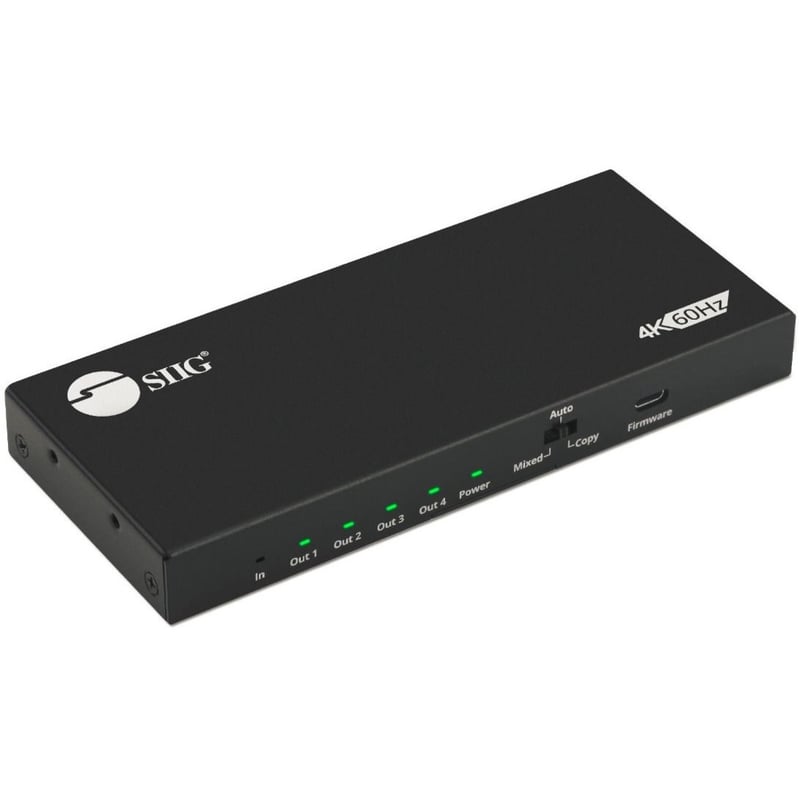 SIIG 4 Port HDMI 2.0 4K 60Hz HDR Splitter with EDID and Downscaling Feature - Thumbnail 1