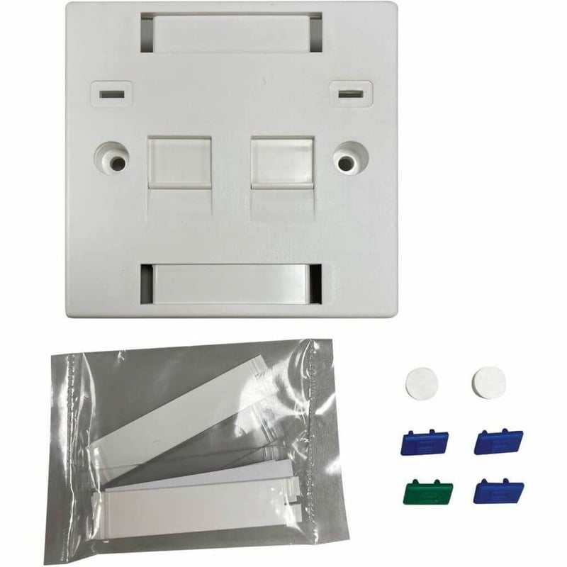Eaton Tripp Lite Series 2-Port UK-Style Keystone Wall Plate, Unloaded Shuttered Module, Icon Tabs, White, TAA - Thumbnail 5