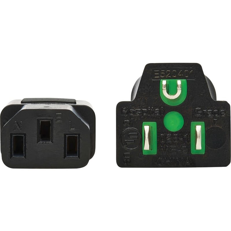 Eaton Tripp Lite Series Safe-IT Antibacterial Hospital-Grade Power Cord, 5-15P to C13 - Green Dot, 13A, 125V, 16 AWG, Black, 6 ft. (1.8 m) - Thumbnail 4