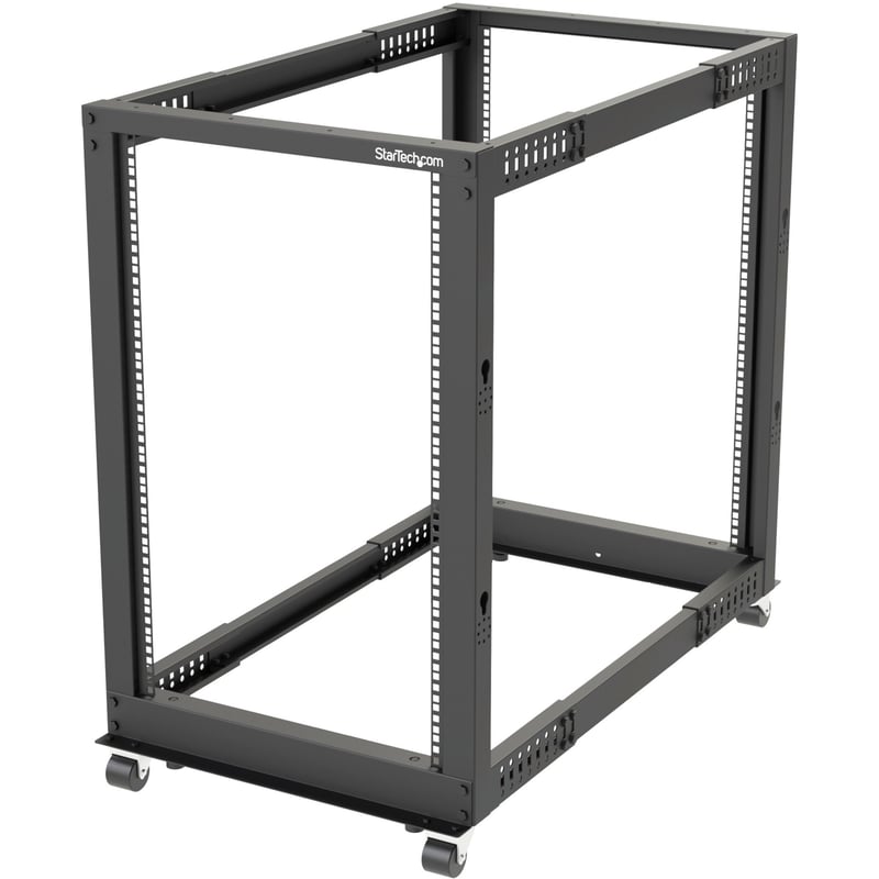 StarTech.com 4-Post 18U Mobile Open Frame Server Rack, 19" Network Rack with Casters, Rolling Rack for Computer/AV/Data/IT Equipment - Thumbnail 1