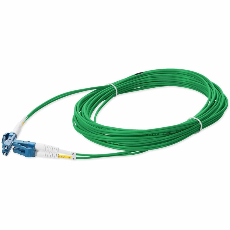 AddOn 15m LC to LC Green OS2 Duplex OFNR (Riser-Rated) SMF Fiber Patch Cable - Thumbnail 1