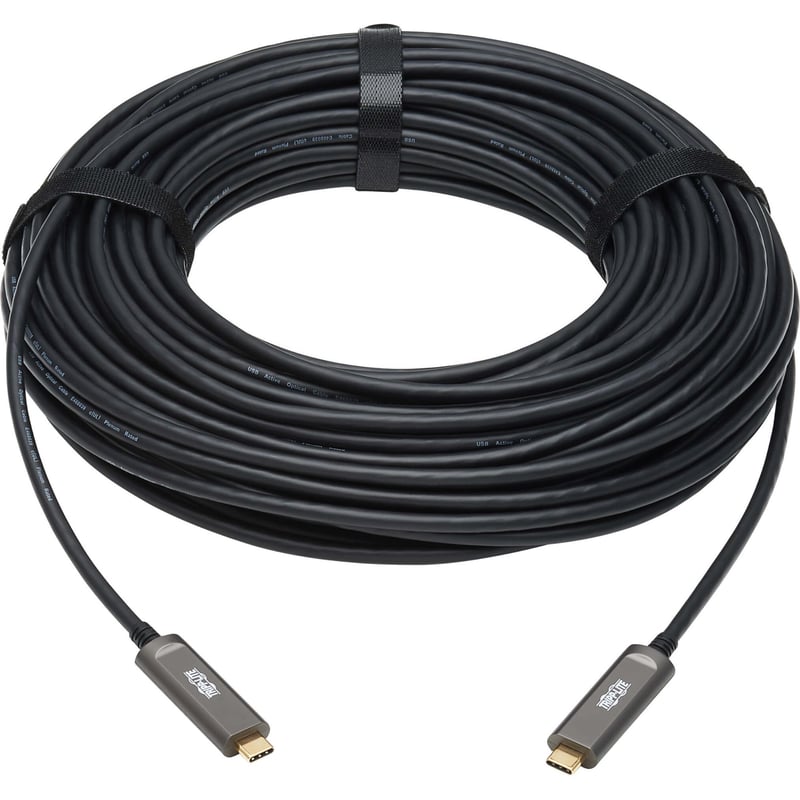 Tripp Lite by Eaton USB-C AOC Cable (M/M) - USB 3.2 Gen 2 (10 Gbps) Plenum-Rated Fiber Active Optical Cable - Data Only Black 30 m (98 ft.) - Thumbnail 1