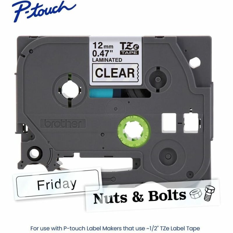 Brother Genuine P-touch TZe131 BK on CLR Label Tape, Laminated, 12mmX8m - Thumbnail 2