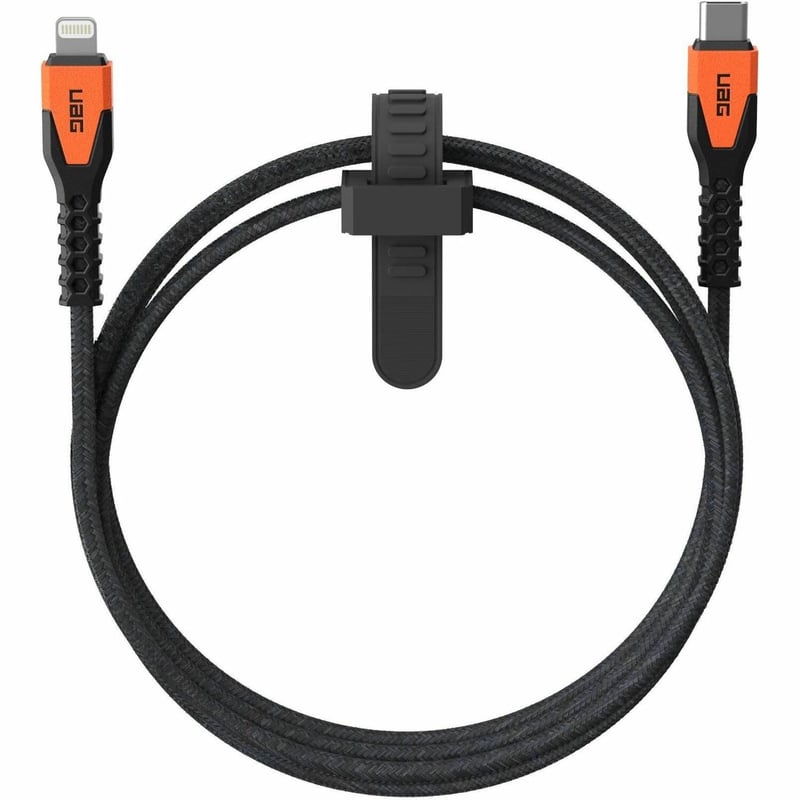 UAG 5FT CHARGING CABLE USB-C TO LIGHTNING - KEVLAR CORE- BLACK/ORANGE - Thumbnail 1