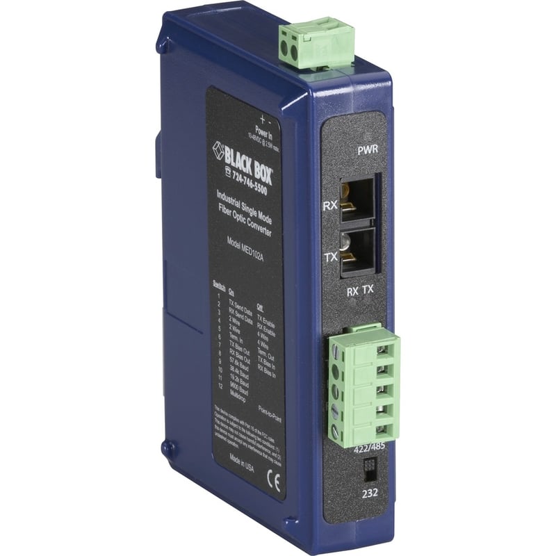 Black Box Industrial DIN Rail RS-232/RS-422/RS-485 Fiber Driver, Single-Mode - Thumbnail 2